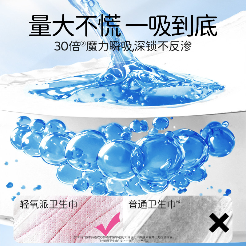 舒莱轻氧派卫生巾日用夜用组合装8包64片防漏超薄干爽透气姨妈巾