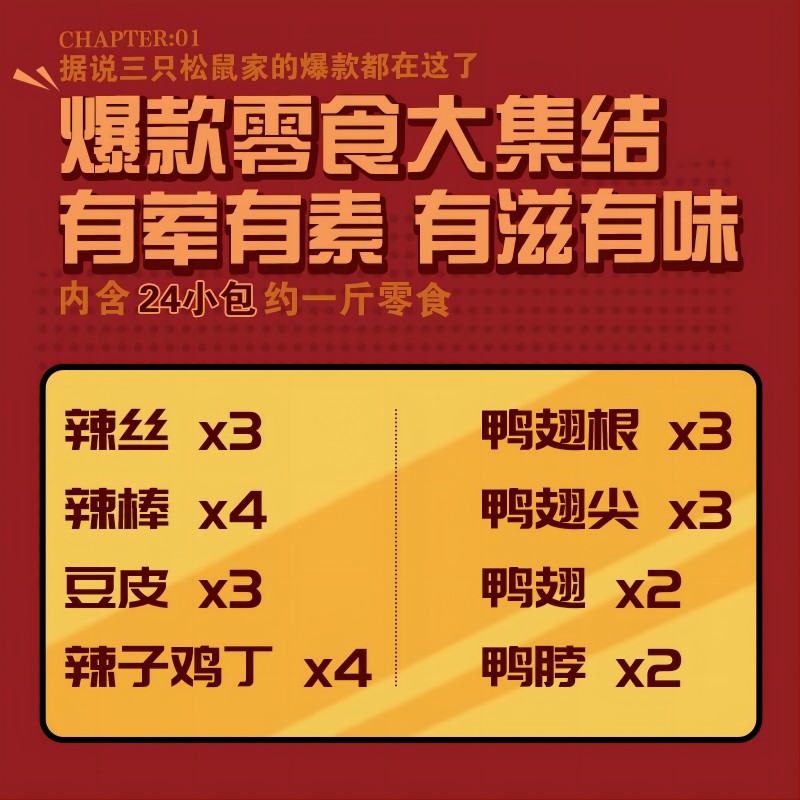 三只松鼠鸭肉麻辣零食大礼包500g*1袋休闲零食鸭脖网红零食划算 - 图2