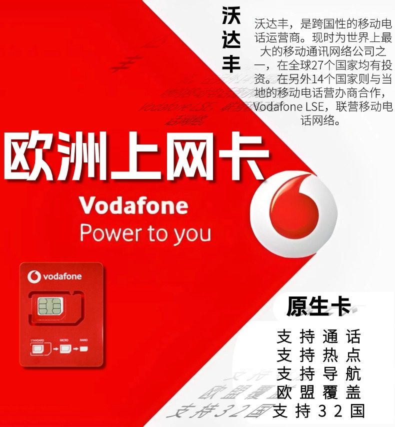 欧洲电话卡Vodafone法国欧盟多国通用4G5G流量手机上网卡旅游eSIM,淘宝优惠券,粉丝福利购,淘宝优惠卷