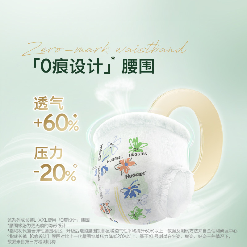 好奇小森林新生儿NB/S/M-3XL纸尿裤日夜拉拉裤透氧低敏尿不湿心钻