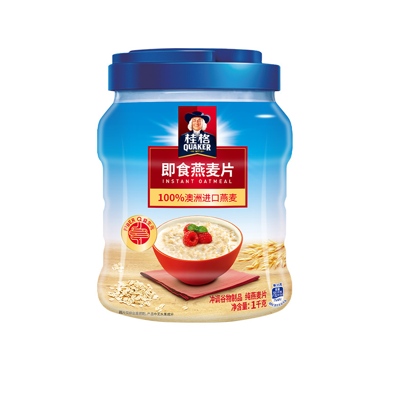 QUAKER/桂格原味即食燕麦片1000g*2罐麦片早餐冲饮饱腹健康