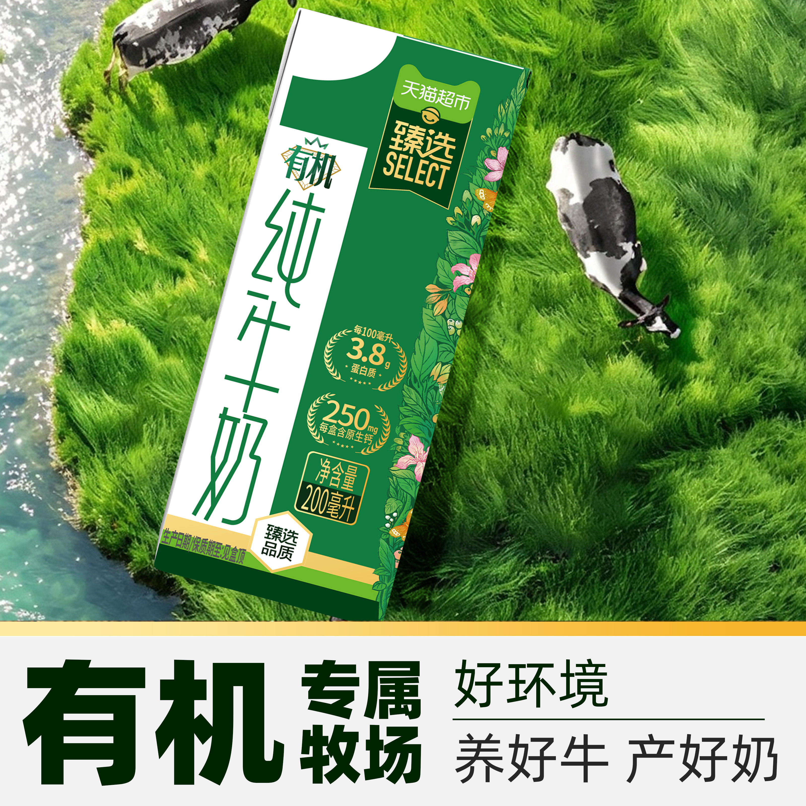 猫超臻选有机纯牛奶供港壹号3.8g蛋白200ml*16盒品质礼盒手提送礼