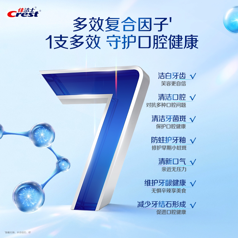 佳洁士全优7效炫白牙膏亮白去黄清新口气套组