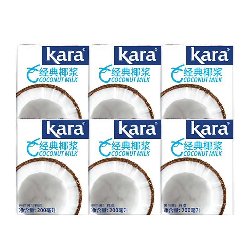 【印尼进口】Kara经典椰浆200ml*6盒佳乐生椰乳咖啡烘焙甜品咖喱 - 图0