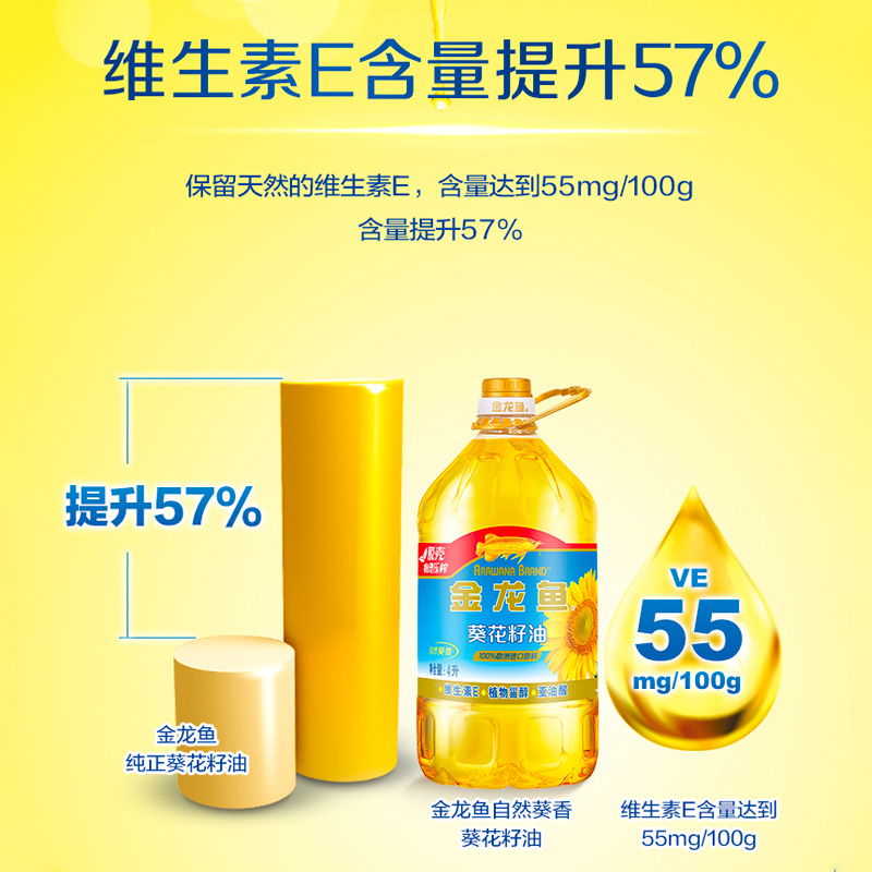 金龙鱼自然葵香葵花籽油4L/桶 食用油原料进口压榨葵油 - 图1