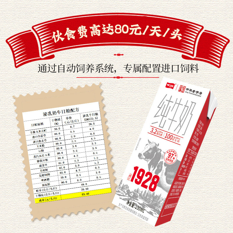卫岗中华老字号1928全脂灭菌纯牛奶学生营养早餐奶牛奶整箱