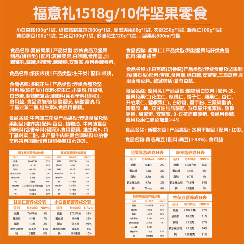 三只松鼠坚果礼盒福意礼春节送礼送长辈健康年货礼盒零食大礼包,淘宝优惠券,粉丝福利购,淘宝优惠卷