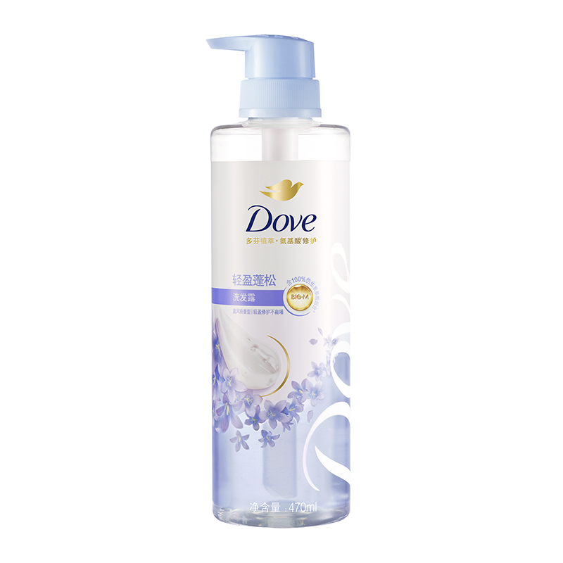 Dove/多芬蓝风铃蓬松轻盈花仙子0硅油洗发水花心瓶470ml - 图0