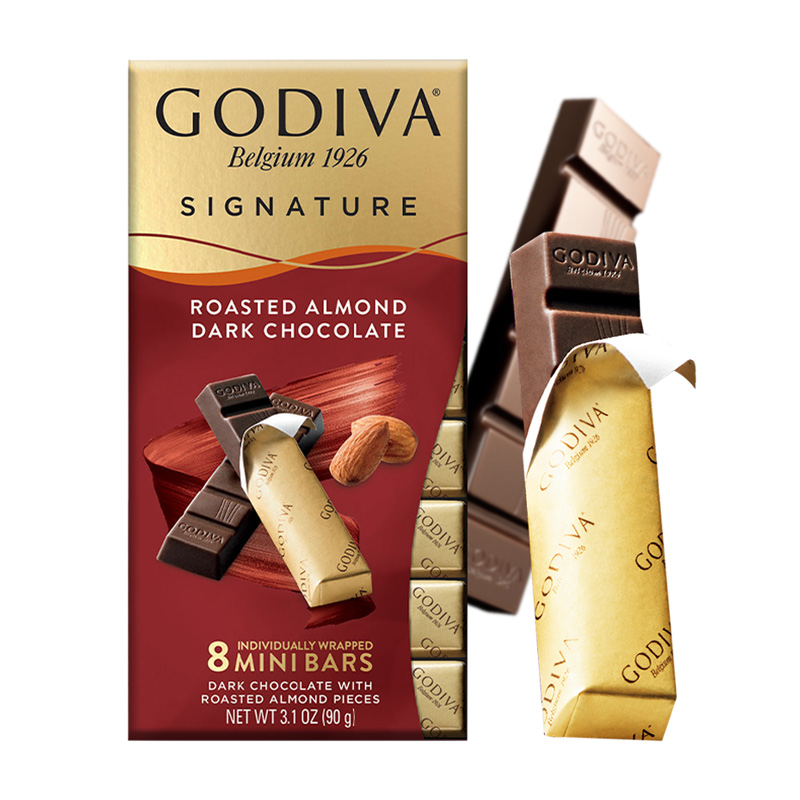 天猫超市【进口】GODIVA/歌帝梵杏仁条烤黑巧克力条喜糖90g零食情人节礼物0