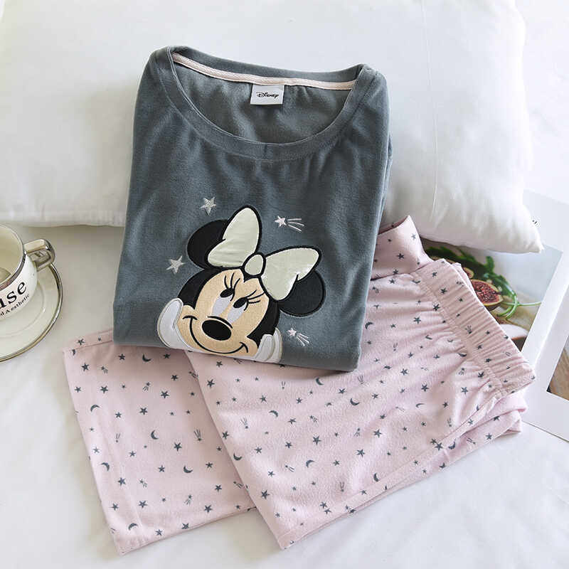 欧美春秋可爱卡通女式长袖长裤天鹅绒睡衣套加肥加大码圆领家居服,淘宝优惠券,粉丝福利购,淘宝优惠卷