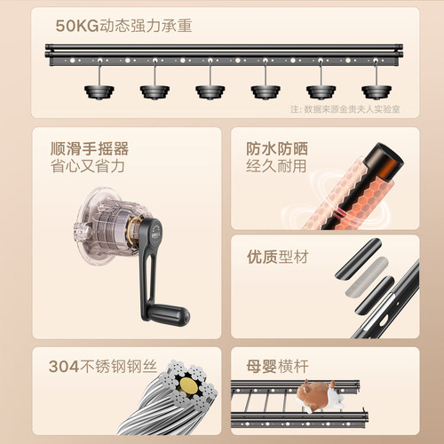 升降晾衣架政府补贴阳台手摇式晾衣杆自动室内家用手动晒衣架凉衣 - 图2