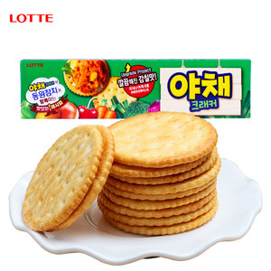 韩国进口食品乐天蔬菜咸味薄脆饼干儿童办公室饼干网红零食小吃