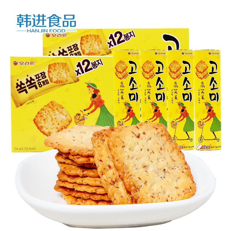 韩国进口食品好丽友高笑美芝麻薄脆饼干办公室解馋零嘴甜咸味零食_虎窝淘