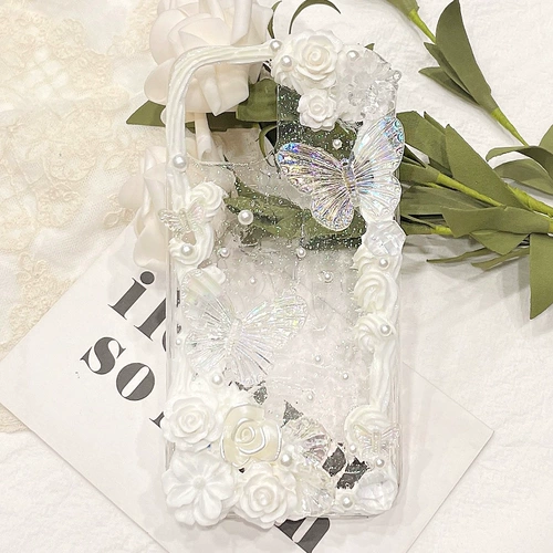 Кремовый чехол для телефона ручной работы, прозрачный аксессуар с аксессуарами, набор материалов, «сделай сам»