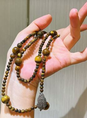 秋冬精品美拉德风天然虎眼石可调