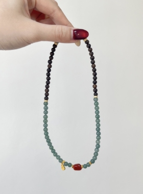 天然双圈手链吉牌吊坠蓝水翡翠复