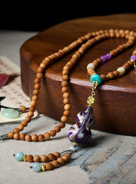 原创设计檀香木项链手工编织文