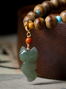 原创一线黄油沉香木双圈手链文玩