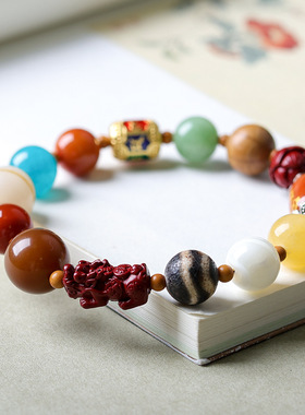 朱砂六道木六字箴言手链文玩中式