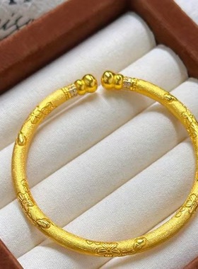 小红书同款拉丝开口樱花葫芦手镯