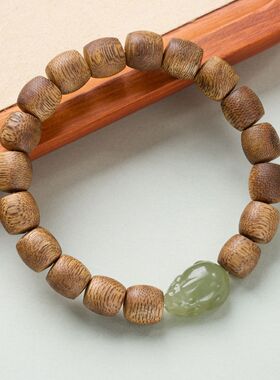 天然棋楠串珠手链新中式和田玉貔
