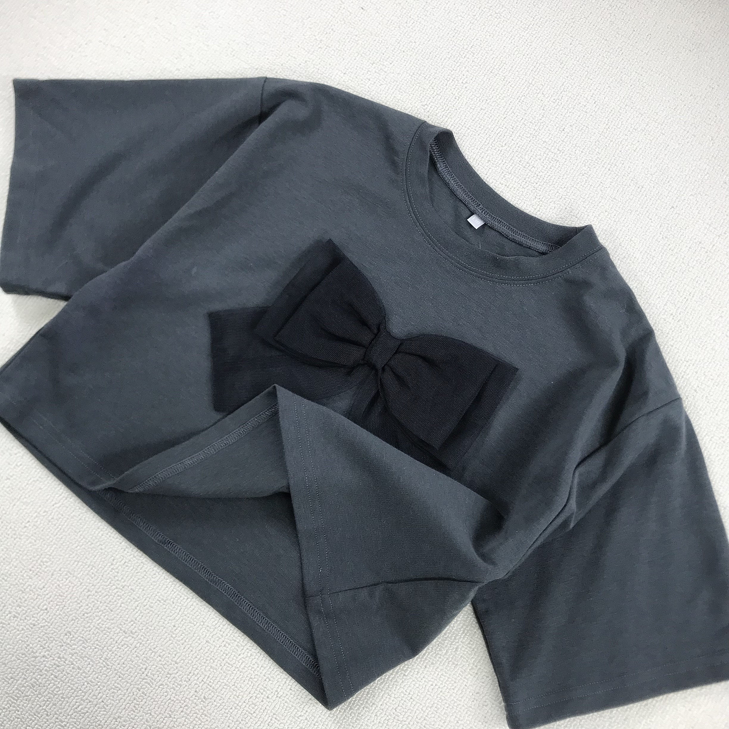 130-160外贸日单女孩中大童针织混纺蝴蝶结短款短袖t恤夏装,淘宝优惠券,粉丝福利购,淘宝优惠卷