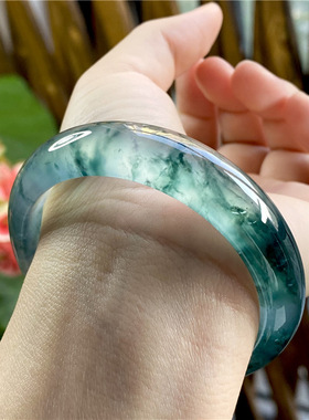 清仓随机天然缅甸老坑翡翠手镯冰糯种墨绿色飘花浅阳绿色翡翠玉镯