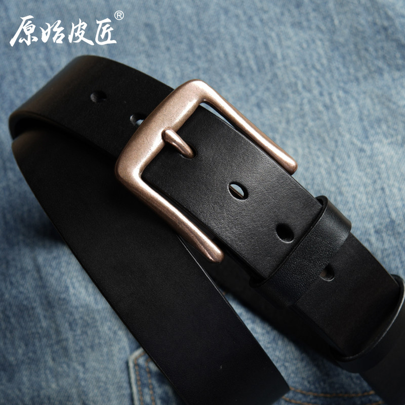 原始皮匠 男士紫铜真皮腰带复古针扣头层牛皮腰带牛仔裤腰带纯皮,淘宝优惠券,粉丝福利购,淘宝优惠卷
