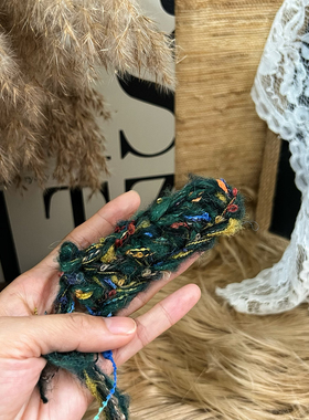 DIY手混线-圣诞树特色绿色系手混线钩针棒针编织毛线帽子包包编织