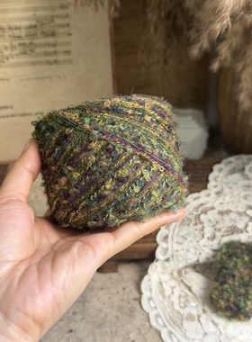咿唔混线-苔藓绿特色油画色系钩针棒针编织毛线帽子包包手工diy