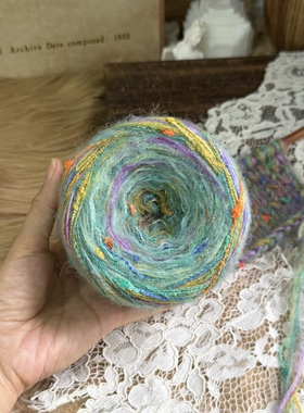 咿唔手混线-莫奈花园油画风棒针钩织毛线diy手账线包包帽子手工