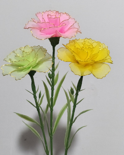 康乃馨专用花杆 带叶 丝网花材料丝袜花手工DIY康乃馨花杆仿真 - 图1