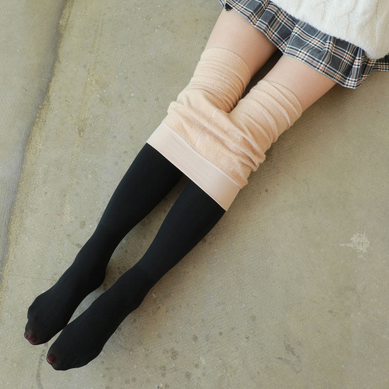 秋冬加绒假高筒过膝拼接丝袜假两件上肤下黑条纹春秋中厚款连裤袜,淘宝优惠券,粉丝福利购,淘宝优惠卷