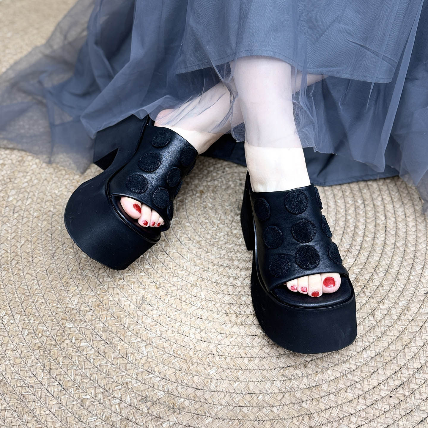 艺鞜2026夏季新款头层牛皮外穿凉拖鞋女时尚11cm厚底高跟轻便凉鞋,淘宝优惠券,粉丝福利购,淘宝优惠卷