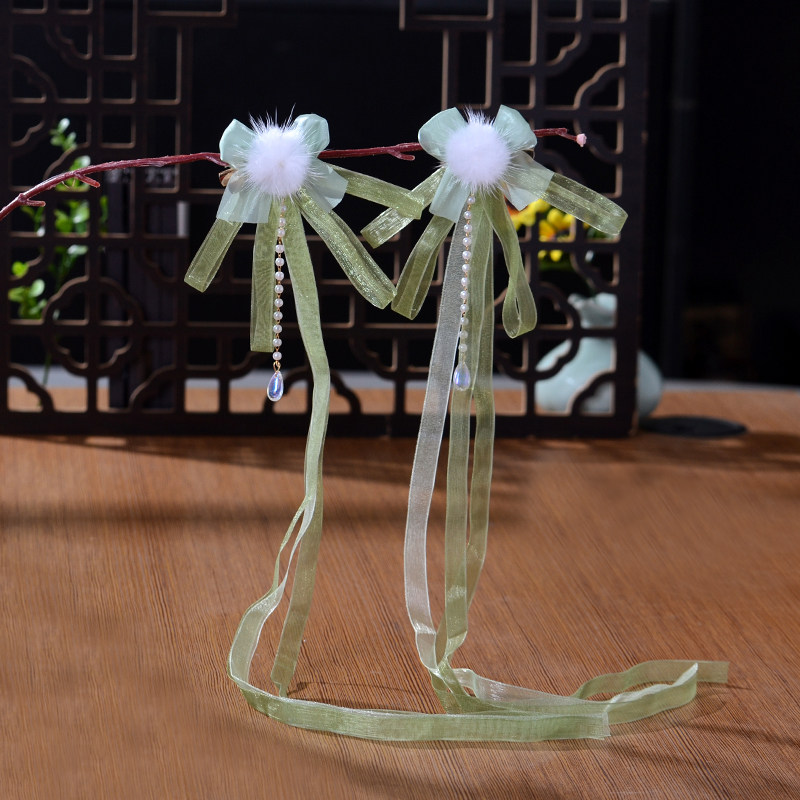 儿童头饰古风发饰宝宝头发卡国风绿色飘带发夹汉服绢花女童配饰品,淘宝优惠券,粉丝福利购,淘宝优惠卷