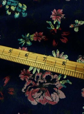 进口扎染彩色田园雕印春秋花色棉弹力牛仔布料 汉服 裙子服装面料