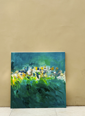 现代抽象风景手绘油画装饰画