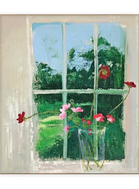 手绘油画艺术装饰画清新花卉风景新中式客厅装饰画卧室玄关挂画