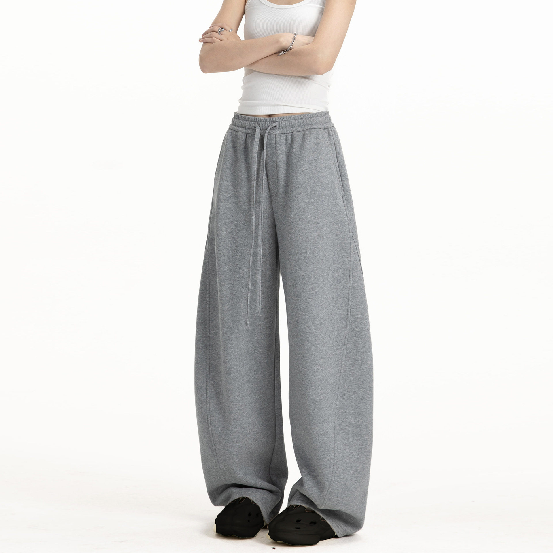 绿光学院风纯色直筒弯刀休闲裤男女春秋季宽松阔腿卫裤运动裤子,淘宝优惠券,粉丝福利购,淘宝优惠卷