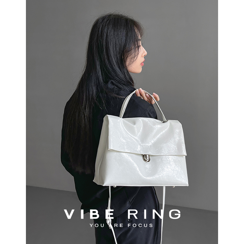 Vibe Ring小众设计托特包高级感通勤电脑包女头层牛皮单肩斜挎包 - 图1