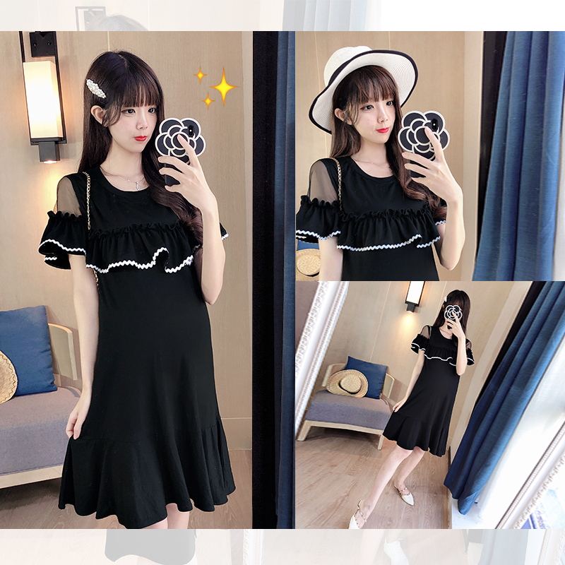 孕妇夏装时尚宽松大码上衣中长款夏天潮辣妈个姓露肩哺乳连衣裙子 孕妇夏装时尚宽松大码上衣中长款夏天潮辣妈个姓露肩哺乳连衣裙子