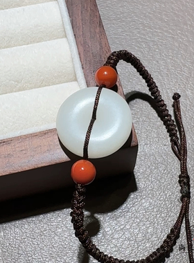 新疆和田玉籽料白玉平安扣手链