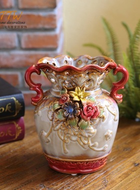 ins家居装饰品 客厅小花瓶陶瓷工艺品欧美摆件结婚摆件创意礼品