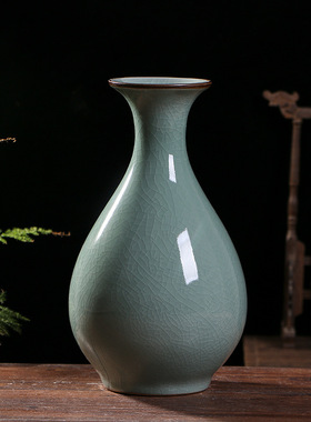 景德镇陶瓷工艺品花瓶中式仿古裂釉瓷器客厅家居摆件家庭装饰礼物