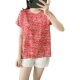 Summer cotton silk thin loose slimming printed T-shirt