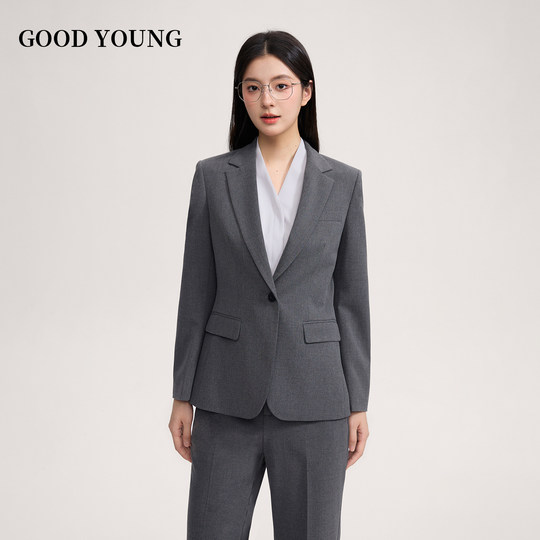 GOOD YOUNG黑色西装套装女考公考编面试正装女秋季职业西装外套女
