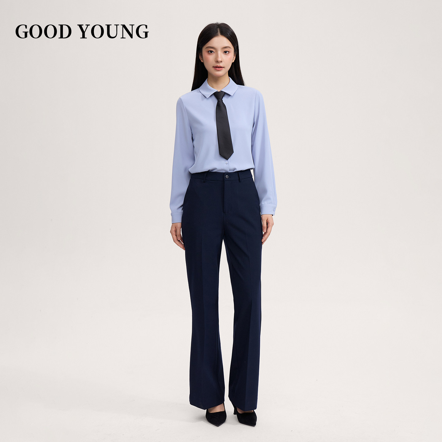 GOOD YOUNG女西装裤微喇喇叭裤黑色灰色藏青修身通勤气质弹力,淘宝优惠券,粉丝福利购,淘宝优惠卷