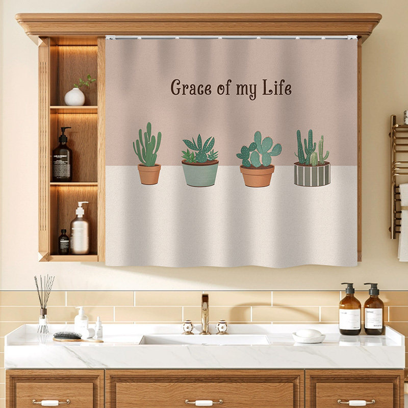 梳妆台镜子遮挡帘化妆镜子遮镜神器卫生间浴室柜洗漱台防水遮丑帘,淘宝优惠券,粉丝福利购,淘宝优惠卷