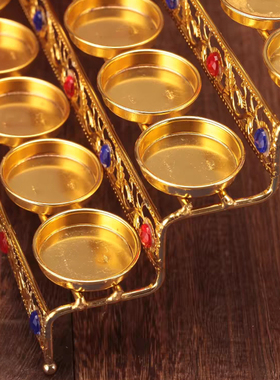 合金灯架供佛灯家用七星莲花烛台摆件供佛前蜡烛七彩宝酥油灯灯座