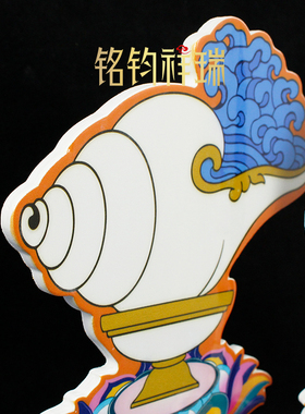 实木莲花五妙欲摆件平面彩绘藏式佛堂摆台民族风立牌家居装饰摆设